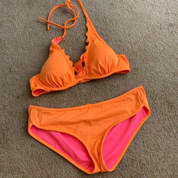 Victoria's Secret Other - Victoria’s Secret orange ruffle bikini set